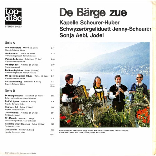CD-Kopie von Vinyl: Kapelle Scheurer-Huber, Jenny-Scheurer, Sonja Aebi - De Bärge zue
