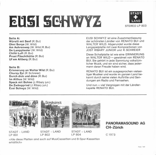 CD-Kopie von Vinyl: Ländlerkapelle Renato Bui - Eusi Schwyz - 1973