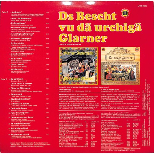 CD-Kopie von Vinyl: Ds Bescht vu dä urchigä Glarner - LPO 8650 - 1986
