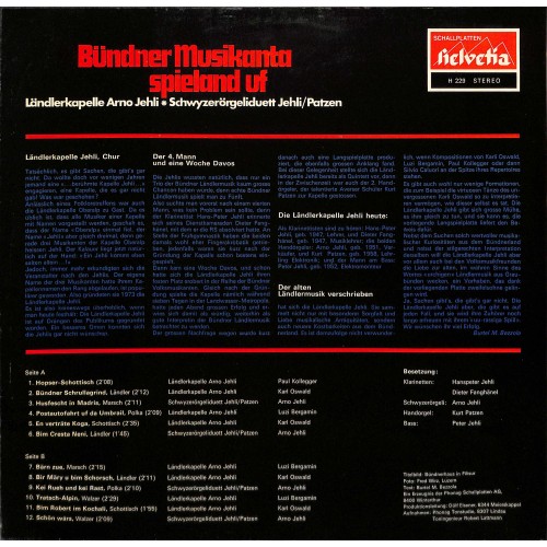 CD-Kopie von Vinyl: Ländlerkapelle Arno Jehli, Jehli/Patzen - Bündner Musikanta spieland uf