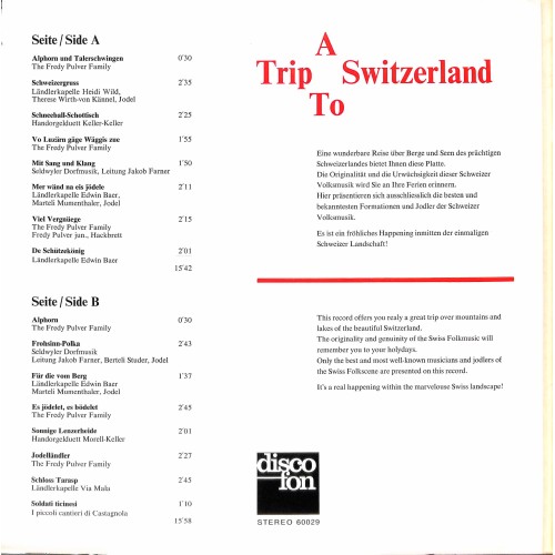 CD-Kopie von Vinyl: A trip to Switzerland - The Fredy Pulver Family, Heidi Wild, Keller-Keller u.a.