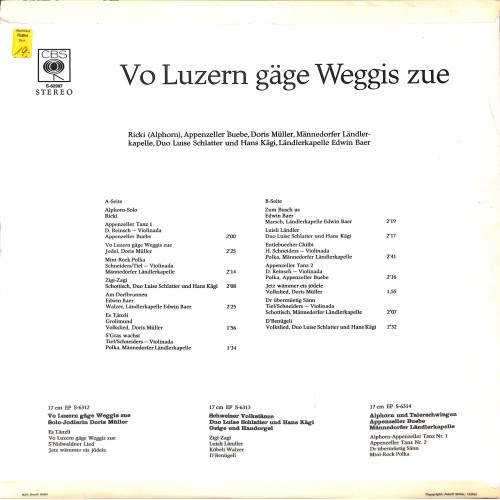 CD-Kopie von Vinyl: Vo Luzern gäge Weggis zue - diverse