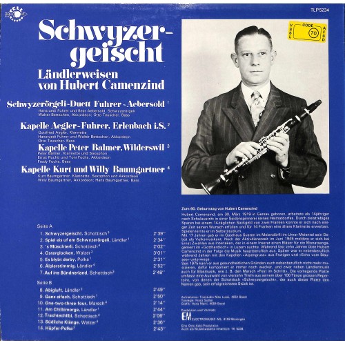 CD-Kopie von Vinyl:  Schwyzergeischt (Ländlerweisen Von Hubert Camenzind) - 1979