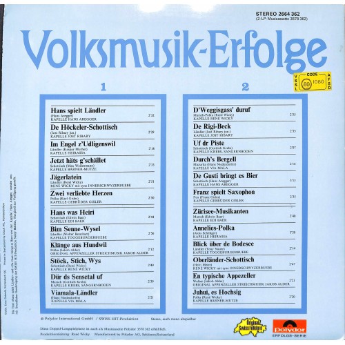 CD-Kopie von Vinyl: Volksmusik-Erfolge - diverse - 2 LPs