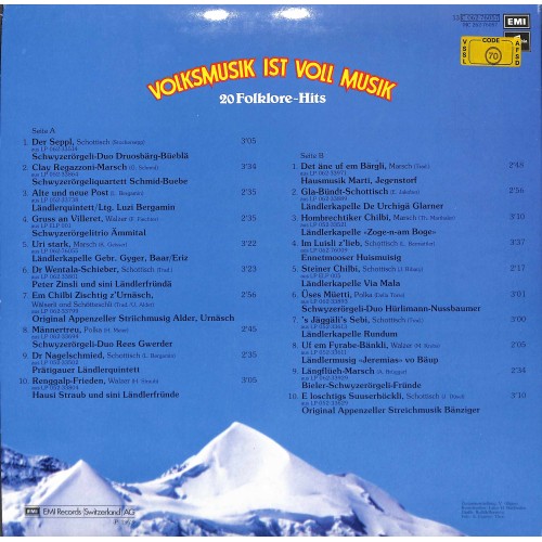 CD-Kopie von Vinyl: Volksmusik ist voll Musik - 20 Folklore-Hits - 1979