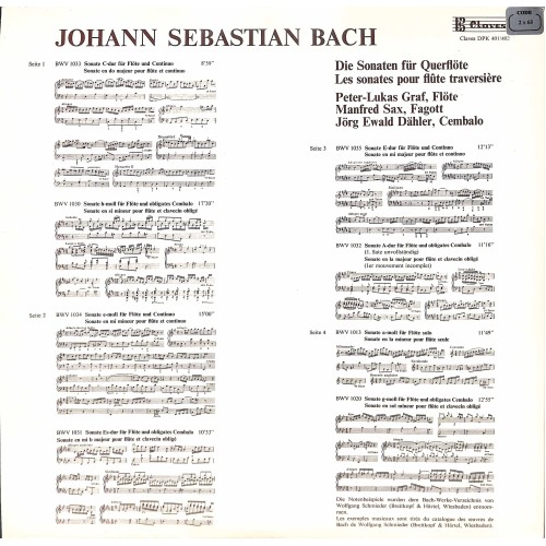 CD + LP: Peter-Lukas Graf, Manfred Sax, Jörg Ewald Dähler - BACH die Sonaten für Querflöte  2LPs