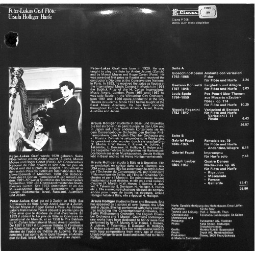 CD + LP: Peter-Lukas Graf, Ursula Holliger – Werke Für Flöte Und Harfe