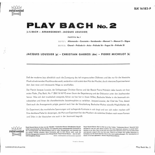 CD + LP: Jacques Loussier - Pierre Michelot - Christian Garros – Play Bach No. 2