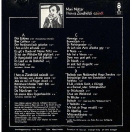 CD I han es Zündhölzli azündt, Mani Matter