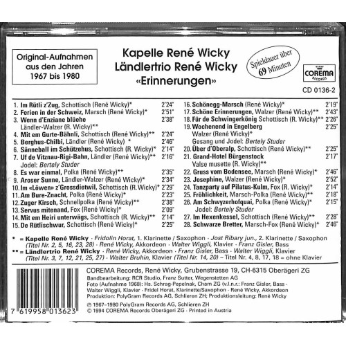 CD Erinnerungen - Rene Wicky Ländlerkapelle