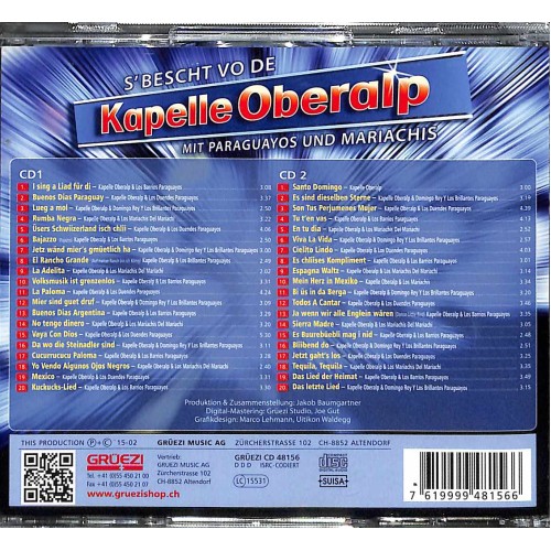 CD S'Bescht vo de Kapelle Oberalp mit Paraguayos und Mariachis - 2CD