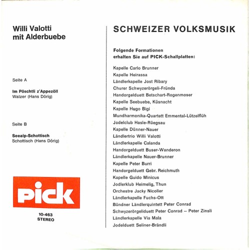 Occ. Single Vinyl: Im Pöschtli z'Appezöll - Willi Valotti mit Alderbuebe