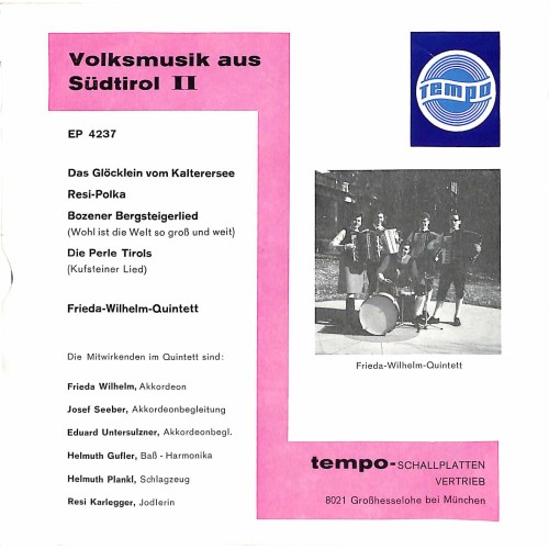 Occ. EP Vinyl: Volksmusik aus Südtirol II - Frieda-Wilhelm-Quintett