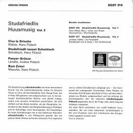 Occ. EP Vinyl: Studafriedlis Huusmusig Vol. 3 - Viva La Grischa u.a.