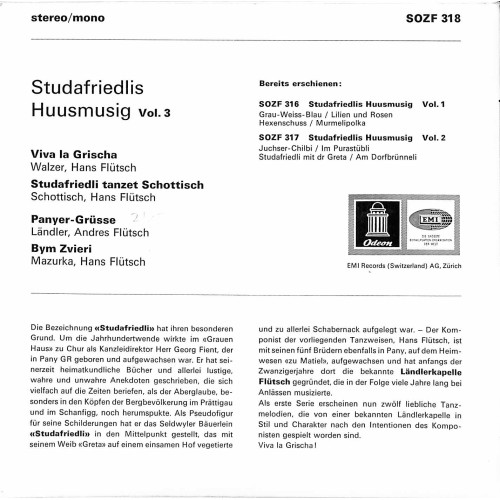 Occ. EP Vinyl: Studafriedlis Huusmusig Vol. 3 - Viva La Grischa u.a.