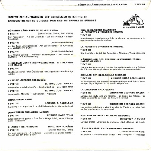 Occ. EP Vinyl: Bündner Ländlerkapelle Calanda - Der Fassputzer