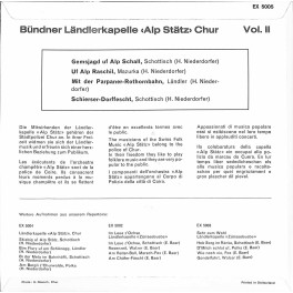 Occ. EP Vinyl: Bündner Ländlerkapelle Alp Stätz - Alp Stätz II