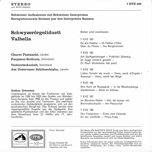 Occ. EP Vinyl: Schwyzerörgeliduett Valbella - Churer Fastnacht
