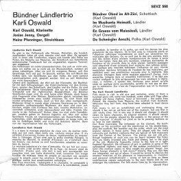 CD-Kopie von EP Vinyl: Bündner Ländlertrio Karli Oswald - Bündner Obed im Alt-Züri CD-Kopie von EP Vinyl: Bündner Ländlertrio Karli Oswald - Bündner Obed im Alt-Züri