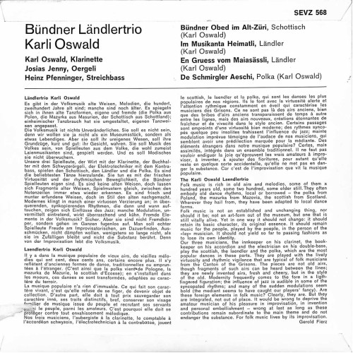 CD-Kopie von EP Vinyl: Bündner Ländlertrio Karli Oswald - Bündner Obed im Alt-Züri