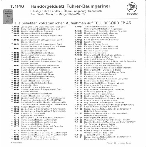 Occ. EP Vinyl: Handorgelduett Fuhrer-Baumgartner - E lustigi Fahrt