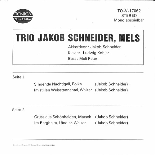 Occ. EP Vinyl:  Trio Jakob Schneider, Mels - Singende Nachtigall