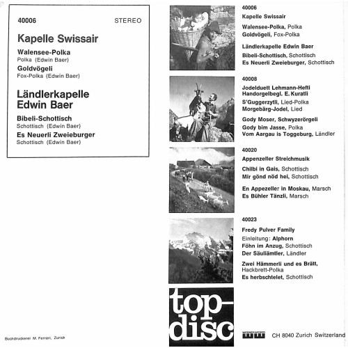 Occ. EP Vinyl: Kapelle Swissair, Ländlerkapelle Edwin Baer - Walensee-Polka