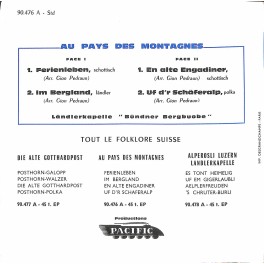 Occ. EP Vinyl: Ländlerkapelle Bündner Bergbuebe - Ferienleben - Au Pays Des Montagnes