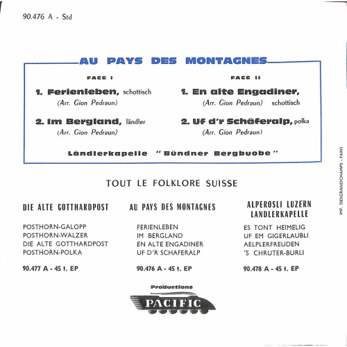 Occ. EP Vinyl: Ländlerkapelle Bündner Bergbuebe - Ferienleben - Au Pays Des Montagnes