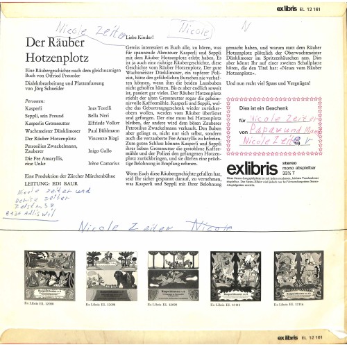 CD + LP:  Der Räuber Hotzenplotz - Dialekt von Jörg Schneider - Ines Torelli, Paul Bühlmann, Inigo Gallo u.a.