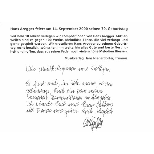 Noten: für Klarinette und Saxophon - 12 beliebte Kompositionen von Hans Aregger, Hans in Form 6 (zweistimmig)