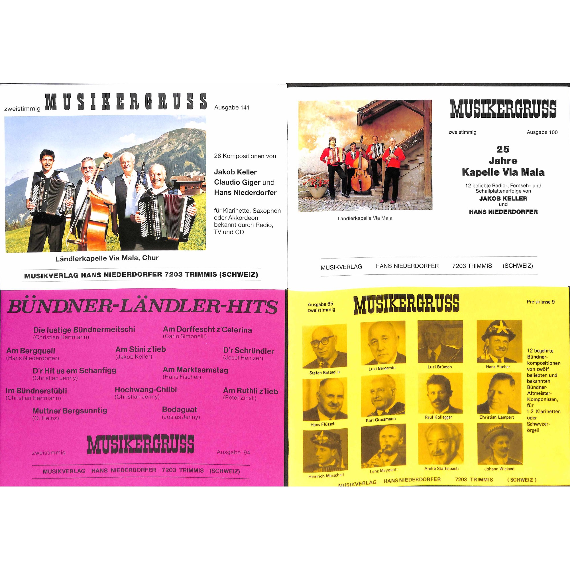 Sparpaket No. 3 Noten: 4 Notenbüchlein mit 77 beliebten Bündner-Kompositionen (zweistimmig) Sparpaket No. 3 Noten: 4 Notenbüchlein mit 77 beliebten Bündner-Kompositionen (zweistimmig)