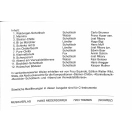 Noten für Klarinette - Carlo Brunner, Franz Huser sen., Hugo Bigi, Jost Ribary, Kasi Geisser (zweistimmig) Noten für Klarinette - Carlo Brunner, Franz Huser sen., Hugo Bigi, Jost Ribary, Kasi Geisser (zweistimmig)