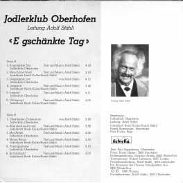 Occ. LP Vinyl: E gschänkte Tag - Jodlerklub Oberhofen - Adolf Stähli