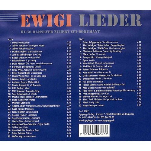 CD ewigi Lieder - diverse Zytglogge Doppel-CD