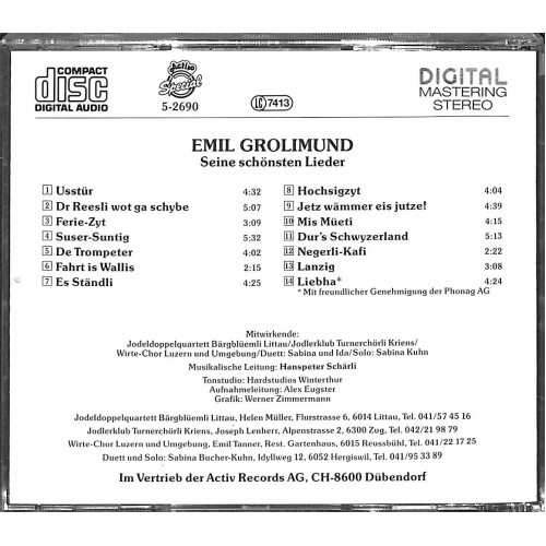 CD Seine schönsten Lieder - Emil Grolimund