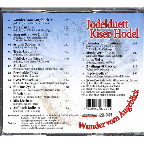 Occ. CD Wunder vom Augeblick - Jodelduett Kiser-Hodel