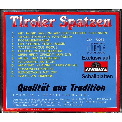 Occ. CD Tiroler Spatzen - Mein Herz gehört nur dir