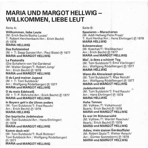 CD-Kopie von MC: Willkommen, liebe Leut - Maria und Margot Hellwig