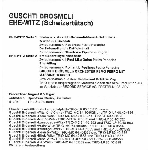 CD Guschti Brösmeli Ehe-Witz - 1981