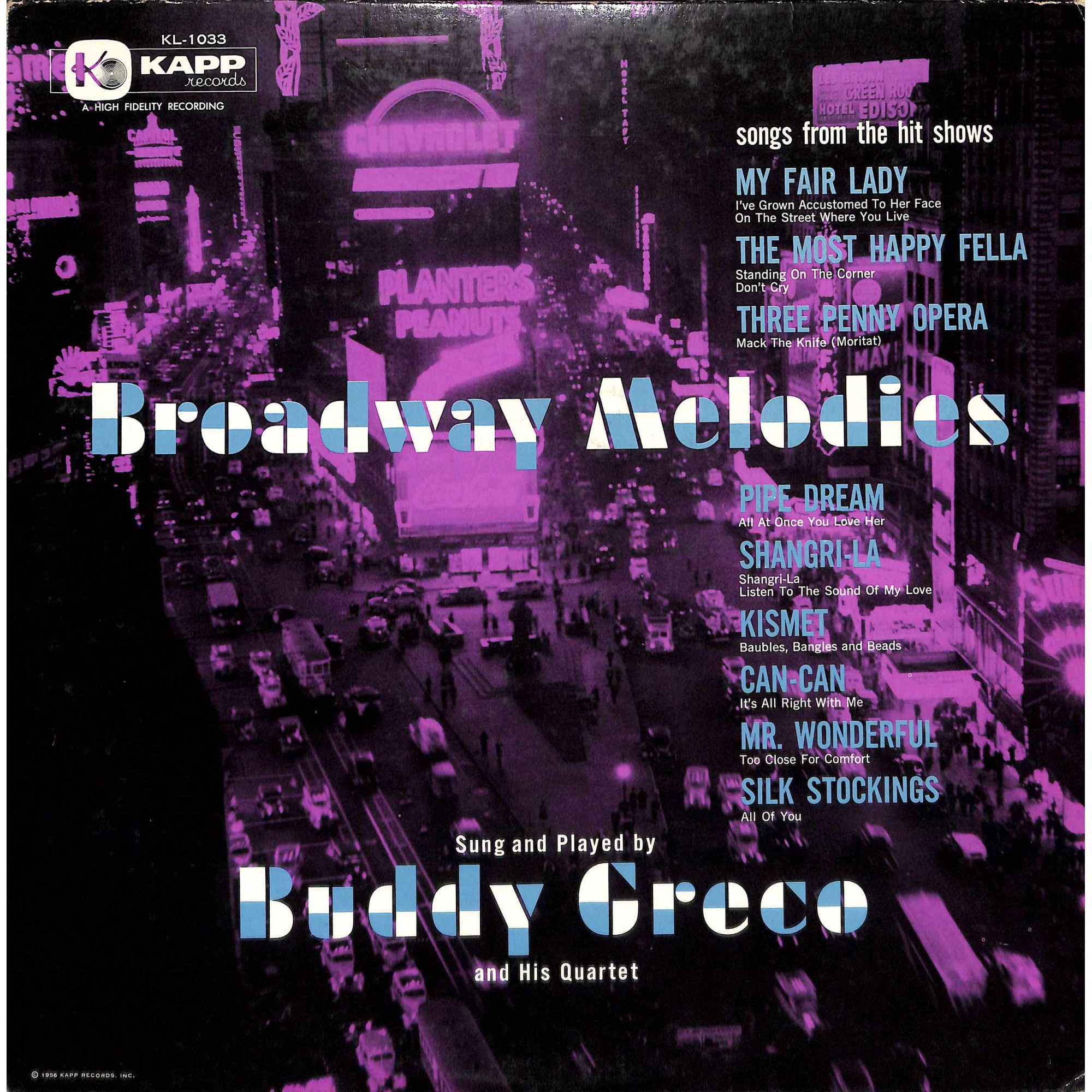 LP + CD: Buddy Greco and his Quartet - Broadway Melodies LP + CD: Buddy Greco and his Quartet - Broadway Melodies