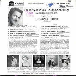 LP + CD: Buddy Greco and his Quartet - Broadway Melodies