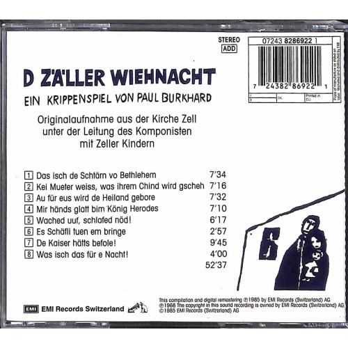 Occ. CD D Zäller Wiehnacht - Originalaufnahme aus der Kirche Zell Paul Burkhard