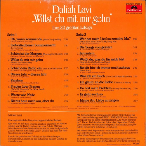 LP + CD: Daliah Lavi - Willst du mit mir gehn