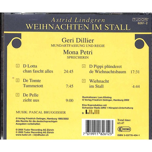 CD Weihnachten im Stall - Astrid Lindgren - Mundart v. Geri Dillier