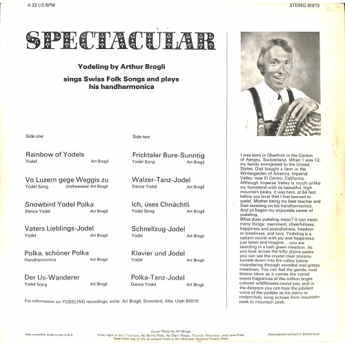 CD-Kopie von Vinyl: Spectacular - Yodeling by Arthur Brogli