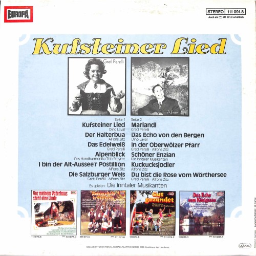 CD-Kopie von Vinyl: Kufsteiner Lied mit Gretl Perelli, Alfons Zitz, Dino Laval u.a.