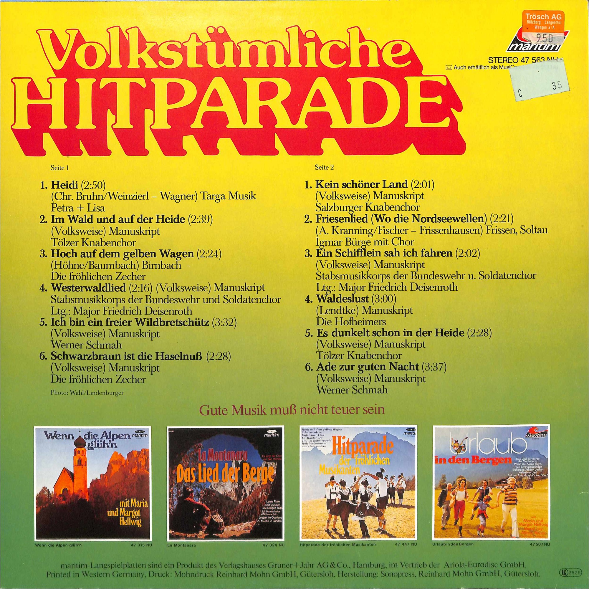 LP + CD: Volkstümlich Hitparade - diverse LP + CD: Volkstümlich Hitparade - diverse