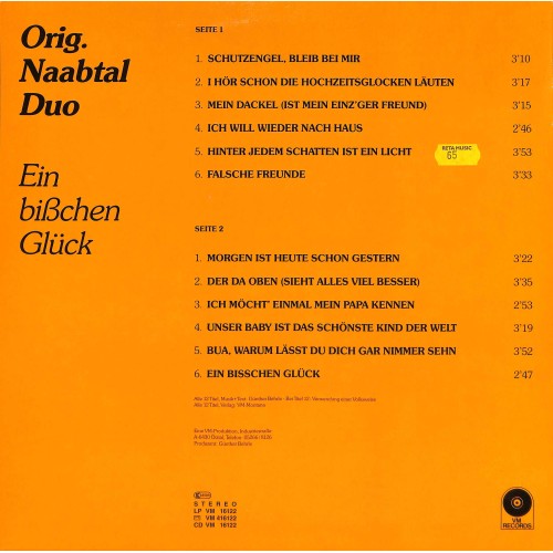 LP + CD: Orig. Naabtal Duo - Ein bisschen Glück