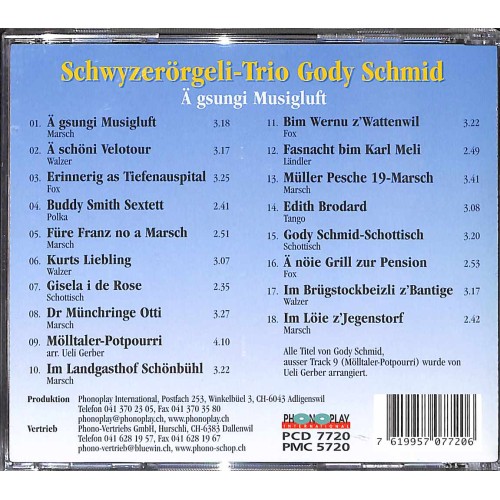 CD Ä gsungi Musigluft - Schwyzerörgeli Trio Gody Schmid